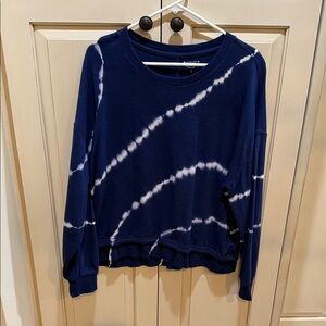 Athleta Navy and White Tie-Dye Sweatshirt